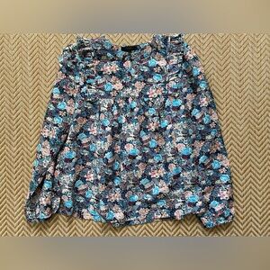J. Crew Ruffle-Front Top In Paisley Floral Black Multi Size Small